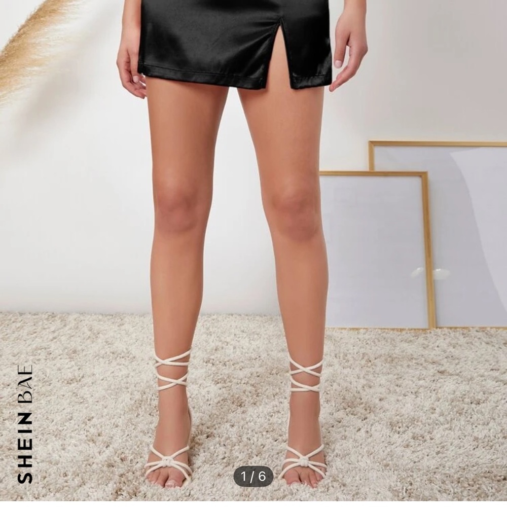Chic White Satin Mini Skirt - Picture 2 of 5